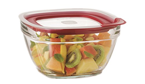 Rubbermaid Easy Find Lids Glass Food Storage Container, 11.5 Cup, Racer Red
