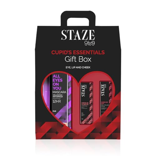 Image of Staze9to9 Cupid's Essentials Gift Box (All Eyes On You Tubing Mascara + Cheek Me Out Multipurpose Blush Stick 03 Spank + Creme De La Matte Lipstick 04 Tequila Sunrise)