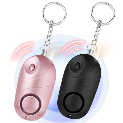 flintronic Alarma Personal de Emergencia 140dB, 2PCS Alarma Seguridad Autodefensa con Luz Estroboscópica, para Mujeres para Turno Nocturno para Mujeres, Niños,Ancianos, Turno Nocturno