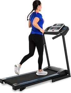 Xterra Fitness TR150 Folding Treadmill for Home Use Compact Motorised Electric Fitness Running Walking Machine with Incline, 2.25 HP Motor, LCD Display, 13 Programmes, Shock Absorption, Tablet Holder