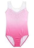 DAXIANG Gymnastics Leotards for Girls Sparkly One Piece Sleeveless Dance Unitard Biketard Light Pink 7-8 Years