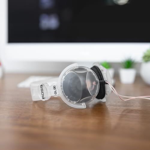 Koss CL/20 Clear Transparent On-Ear Headphones, Retro Look, 3.5mm Plug, Adjustable Headband, Leatherette Cushions - Thumbnail 5