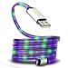 3 Foot Micro USB Cable with Sparkling LED Visible Blue & Green Lights by DATASTREAM for USB 2.0 Charging, Data Sync, and Transfer - Easy to Find Power Cord Great for Car, Bedside at Night, & More