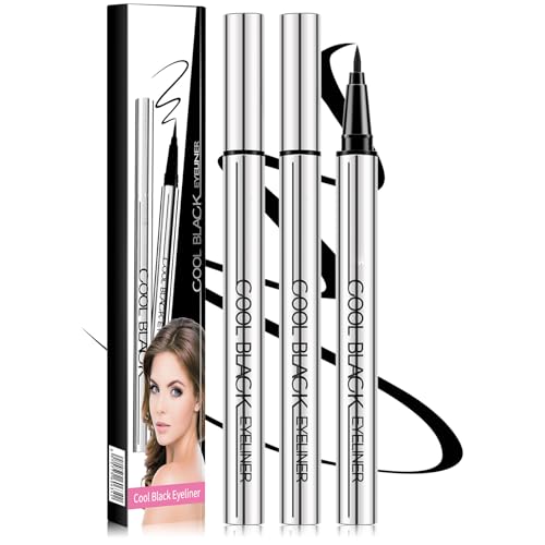 Nesrivico Waterproof Liquid Eyeliner Long Lasting Eyeliners Eyeliner Waterproof 24-Hour Smooth Application Creamy Smooth Texture for Precise Sharp Lines (2 BLACK)