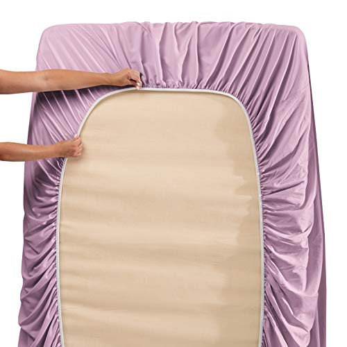 Image of Hearth & Harbor Extra Deep Pocket Bed Sheet Set - 3 Piece Hotel Luxury Sheets Fits Up to 24 inch Thick Mattress - Twin XL - Lavender Dream