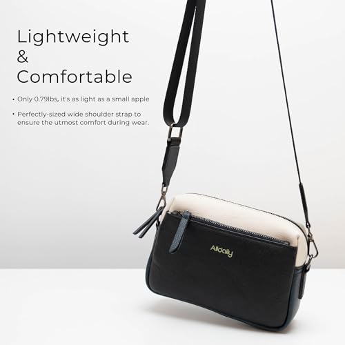 Image of Alldaily Small Triple Zip Crossbody Purse for Women, Vegan Leather Phone Bag with Wide Shoulder Strap