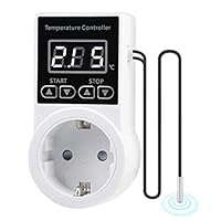 Temperaturregler Temperaturschalter - Temperaturregler 230v mit Fühler, Wasserdicht Thermostat Heizung Smart, Thermostat Steckdose für Gewächshaus Terrarium Aquarium Treibhaussaatkeimung Heizung