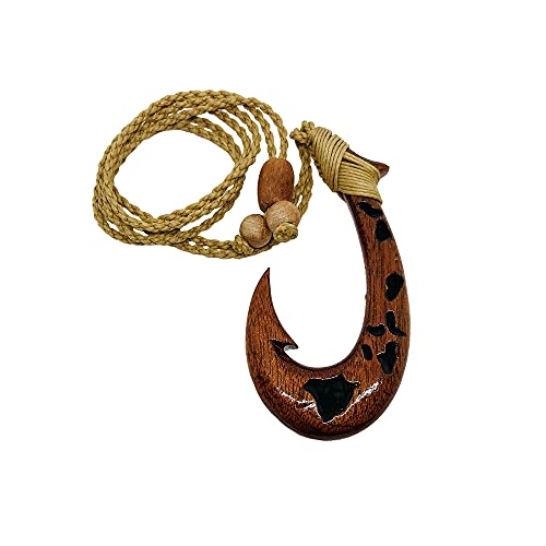 Koa Wood Hawaiian Islands Fish Hook Hawaii Necklace - Main Image