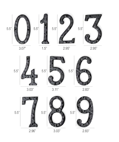 Image of NACH House Numbers for Outside, 5.5 inch Black Address Numbers for House - Number 1 - Rustic Numbers for Outside with Mounting Hardware