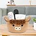 Hkojewp Highland Cute Cow Basket for Nursery, Small Shower Gift Basket, Round Woven Rope Cotton Storage, Baby Blanket 0rganizer with Ears Handles, Blanket Towel Decor Storage Bins, 10.7