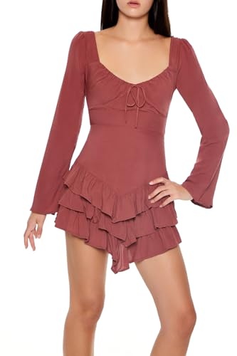 Forever 21 Women's Tiered Bell-Sleeve Mini Dress2