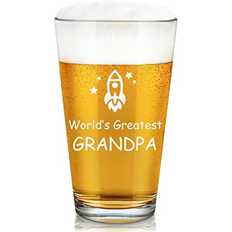 Modwnfy Grandpa Beer Glass, Funny Beer Pint Glass for Men Grandfather Grandpa, Idea for Father’s Day Birthday Christmas Cover
