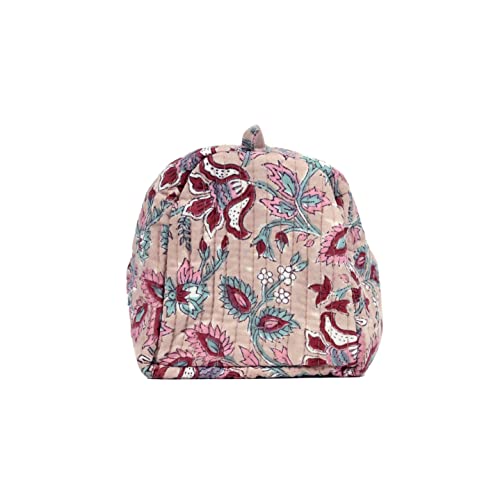 Image of Hanging Travel Toiletry Bag for Women | 100% Cotton Handblock Printed Makeup Cosmetics Pouch