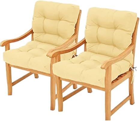 Pack 2 Cojines de Silla con Respaldo para Jardin. 90 x 45 x 10cm. Cojines para sillones de Interior y Exterior Cómodo. Cojines para sillas con Respaldo, (Beige)