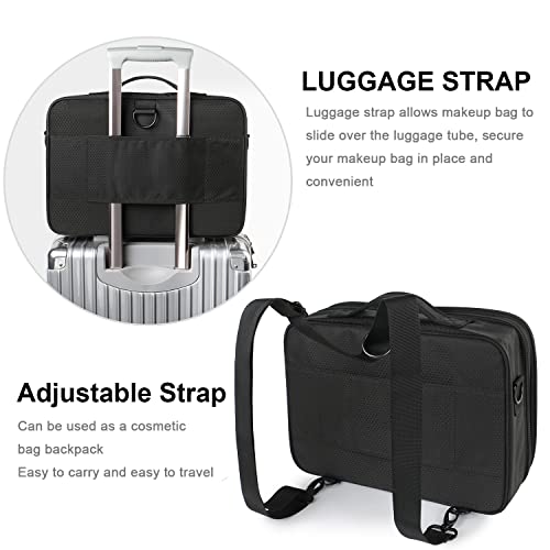Large Professional Makeup Bag, Travel Cosmetic Train Case Makeup Brush Organizer With Mirror, 3 Layers Makeup Artist Travel Organizer With Adjustable Dividers, Makeup Storage Bags For Women #TOP4