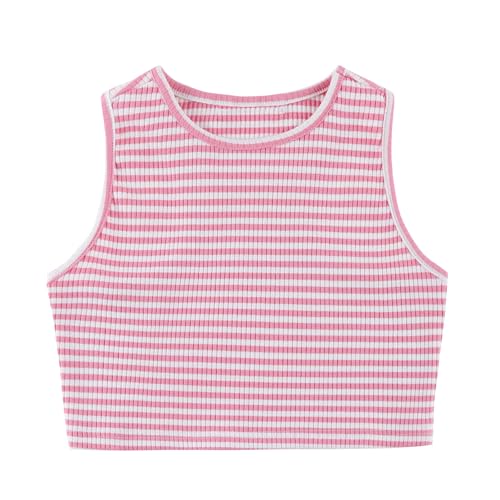 Image of EXARUS Girls Crop Tank Top Dance Hip Hop Outfits Cheer Cropped Top | Kids Tween Youth Summer Athletic Dance Convention Fitted Gymnastics Sleeveless Clothes