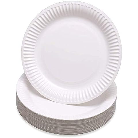 Hyper Mart Premium Quality Large Disposable Party Paper Plates 100 Pack 20cm | Strong Paper Plates Perfect for Any Occasion CAN BE Used for HOT / Cold Food Cover