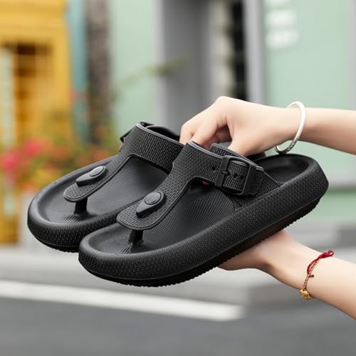 Unisex EVA Pillow Flip Flops with Adjustable Buckle, Classic T-Strap Sandals for Men & Women, Non-Slip Cushioned Sole, Lightweight Summer Slides4