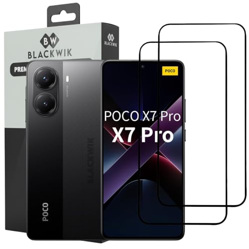 Image of Blackwik Tempered Glass Screen Protector for POCO X7 Pro with Edge-To-Edge Protector Coverage | Easy Installation Kit (Black) (Pack Of 2)