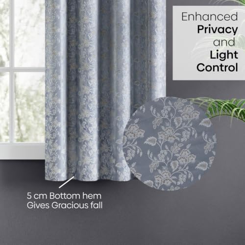Image of haus & kinder Jacquard Window Curtain 5 Feet Long Pack of 1 Window Curtain, 5 Feet Curtains for Window (Spring Trellis, Mint 130x152 CM)