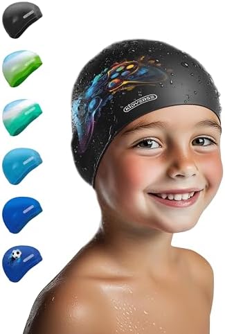 KIDVERSE Badekappe - Wasserdichte Schwimmhaube mit Anti-Rutsch-Noppen für rutschfesten Halt - UV Schutz - 100% Reißfest - Silikon