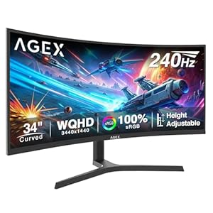 Z-Edge AGEX Écran PC Gaming Incurvé 34 Pouces 240Hz, 3440x1440, Réglable Hauteur 115mm, UWQHD Ultrawide 21:9, 1500R VA, 1ms, FreeSync, 4000:1, PIP PBP, 2×DP1.4, 2×HDMI2.1, VESA(DP Câble Inclus)