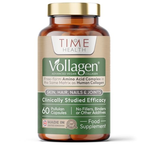 Vollagen® Advanced Vegan Collagen - 18 Amino Acid Complex in Ratio of Collagen - Studied Effectiveness - 60 Capsules - Vegetarian - Zero Additives - Pullulan (60 Capsules)