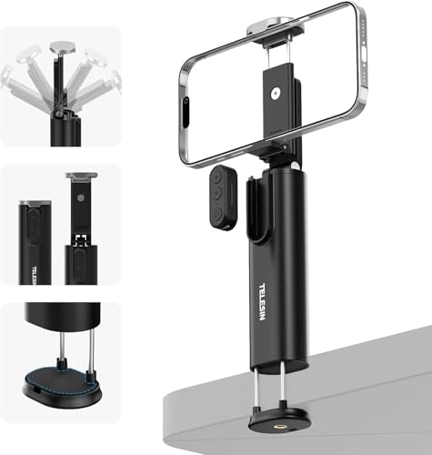 TELESIN Support Universel pour téléphone Portable en Avion, Mains Libres, Bluetooth, Rotation à 360°, télécommande pour TikTok, Streaming et contrôle Mobile, idéal pour Les Vols, la Maison et Le