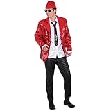Material: 100% Polyester NET TOYS Paillettenjacke rot Show Jacket Jacke Showtime Glitzerjacke Showmaster Oberteil Showjacket Pailletten Herrenjacke M 48/50