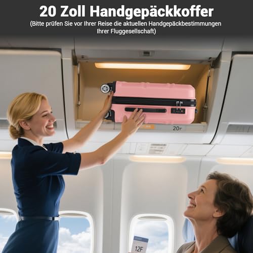 KONO Koffer Groß Leicht Hartschalenkoffer Trolley Reisekoffer mit 4 Rollen und TSA Schloss, 74x48x30cm, 94Liter, Zwillingsrollen Rollkoffer, ABS Hartschale (Rosegold, XL)