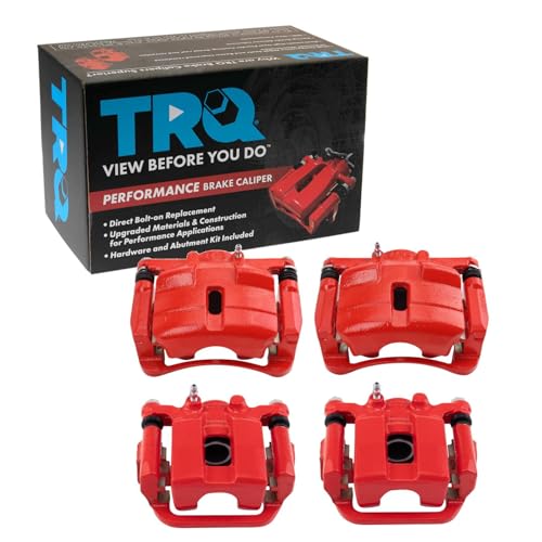Image of TRQ Performance Front and Rear Brake Caliper Set Coated Brackets Compatible with 2014-2018 Nissan Rogue