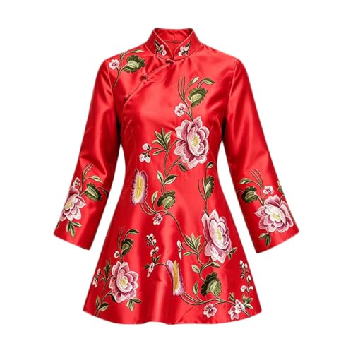 Manteau Tang brodé pour femme : veste ethnique chic et élégante en coupe ample