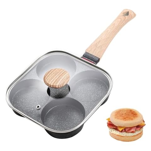 JUSTUP Nonstick Egg Frying Pan, Egg Pan Divided Grill Pan, Heat Resistant Handle 3 Section Skillet, Omelette Pan for Breakfast, Egg, Bacon and Burgers Cover