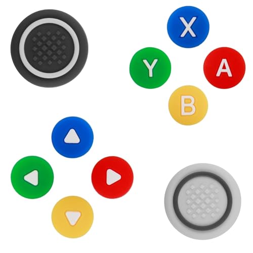 teasteam Silicone Thumb Grips for Nintendo Switch/OLED 10Pcs Classic Cross D-Pad Button Caps ABXY Key Buttons Sticker Joystick Cover Thumbstick Caps Comfortable Joystick Covers for Gaming(Color)