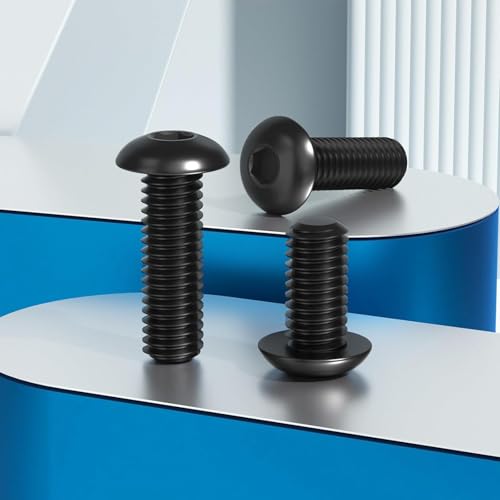 VGBUY 14Pcs 3/8-16 x 1-1/4" Button Head Socket Cap Bolts Screws, 304 Stainless Steel 18-8, Black Zinc Plated, Fully Threaded, with Spanner Allen Hex Drive by VGBUY - Image 3
