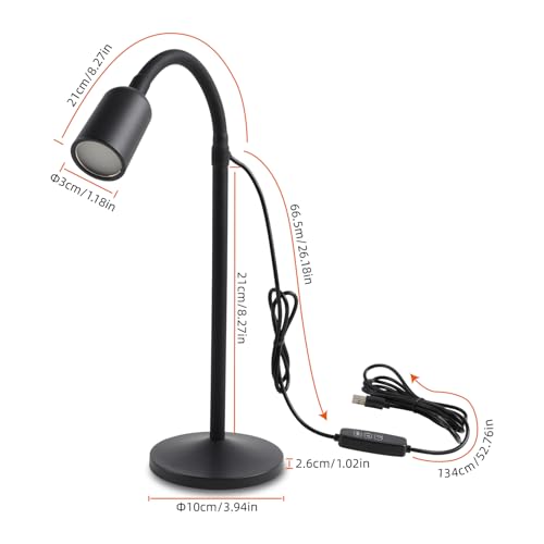 DAMI Small Desk Lamp with Flexible Gooseneck, USB Reading Light Nightstand with 3 Color Temperatures, Dimmable Eye-Caring Bedside Table Lamp for Home Office Bedroom Dorm RV - Black by DAMI - Used condition - Image 4