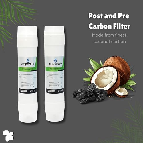 Image of AMPEREUS Water Purifier Inline Filter Kit | Pre Carbon, Post Carbon, Sediment Filter, 80 GPD RO Membrane & Spare Parts| Complete Water Purifier Accessories (Work upto 3000 TDS)