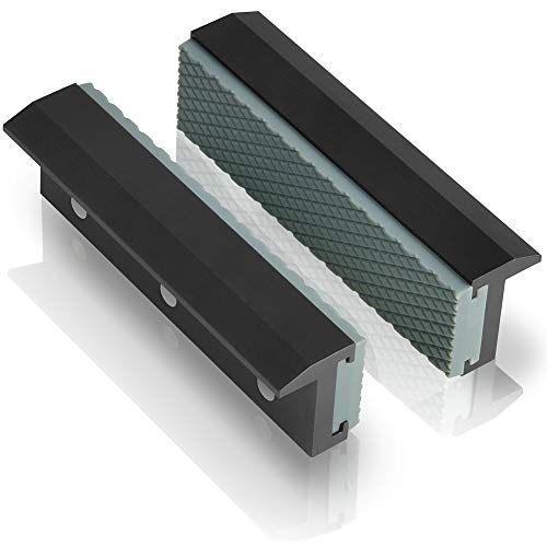 TRISENSE Aluminum Multipurpose 4' Soft Vice Inserts - Use On Any Drill Press Vise As Accessories, Black Vise Jaws Pads (2 Pack In 1)