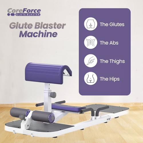 Core Force Glute Blaster - Premium Hip Thrust & Ab Workout Machine for Home Gym with Resistance Bands - Adjustable Squat and Glute Bench for Full-Body Strength