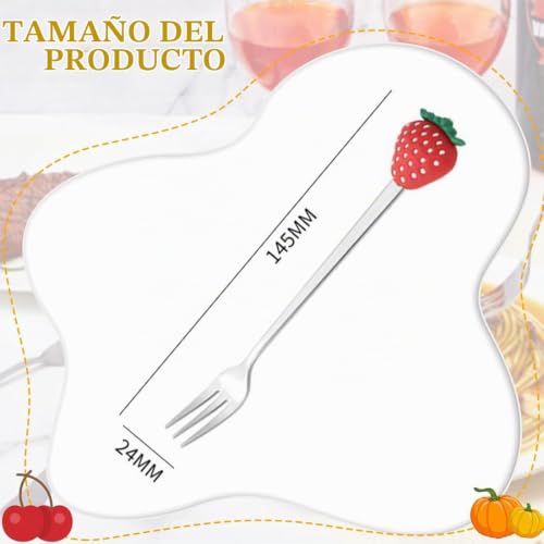Miniatura 2 de Ggufay Pinchos De Fruta Pastel Ensalada Para Casa Y Restaurante, Bonitos Palillos De Caricatura Para Fiestas, Accesorios, 6 Piezas Con Tenedores, Mango De Silicona, Acero Inoxidable