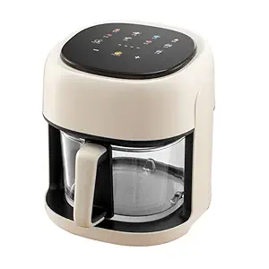 COSKIRA Digital Control Air Fryer 6 liter Air Fryer - Fryer with hot air and transparent basket, 2400 W Glass with Touch Screen Baking Machine, Potato Chips, Bread, Shrimp, Pizza, Meat And Fish_white