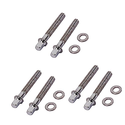 Hemoton 6 pcs Tornillos de Montaje para Batería de Acero Inoxidable con Arandelas para Tensión, Accesorio Esencial para Tambor Snare y Bajo miniatura 1
