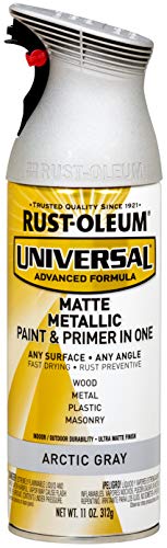 Image of Rust-Oleum 365358 Universal All Surface Metallic Spray Paint, 11 oz, Matte Arctic Gray