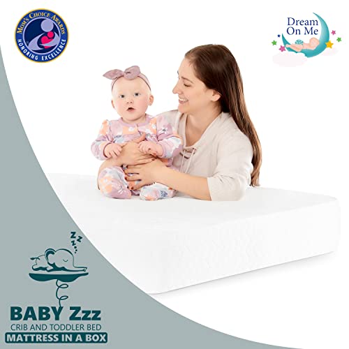 Dream On Me Baby Zzz 5” Foam Crib & Toddler Bed Mattress In White, Mattress In A Box, Greenguard Gold/Jpma Certified #TOP1