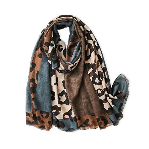 LumiSyne Foulard Imprimé Léopard Pour Femme Imprimé Animal Mode Echarpe En Coton Lin Avec Gland Longue Grand Écharpe Légère Chaude Châle Étole Wraps Cover