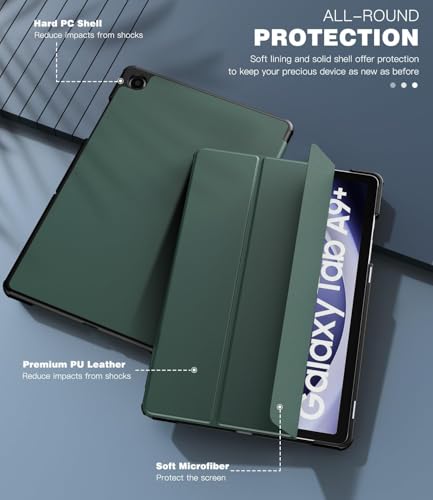 Image of EDNITA Smart Case Cover for Samsung Galaxy Tab A9+ /A9 Plus 11 Inch 2023, Slim Lightweight Stand Hard Back Shell Protective Cover for Galaxy Tab A9+ Tablet (Green01)