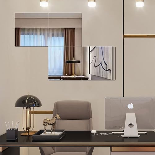 Image of Flitpic Wall Mirror Tiles,Full Length Tiles,Flexible Full Body Mirror for Bedroom,Living Room,Acrylic Wall-Mounted Mirrors,Frameless Mirror (12''x12''x4PCS)