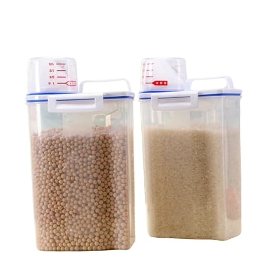 ''Rice-Storage Container(2 pics-Set)- Food & Rice Storage Containers, BPA Free Plastic Large-Cereal Grain Organiser-Box Food Dispenser with Lids for Household,Kitchen Food with Measuring Cup(2.5L)