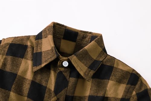 Image of SANGTREE Women and Girls Long Sleeve Flannel Casual Button Down Plaid Shirt