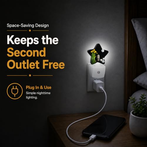 Image of Zen Spa Star Night Light Plug in, Decorative Night Light for Kids Room Nursery Bedroom, Soft Glow Sensor Lamp for Hallway Bathroom, Compact Energy Saving
